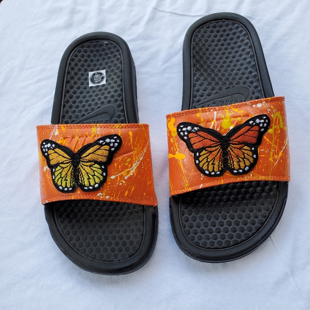 Orange Custom Splatter Slides Butterfly